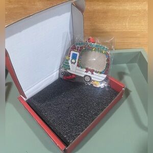 Festive Camper Ornament with Red Bow